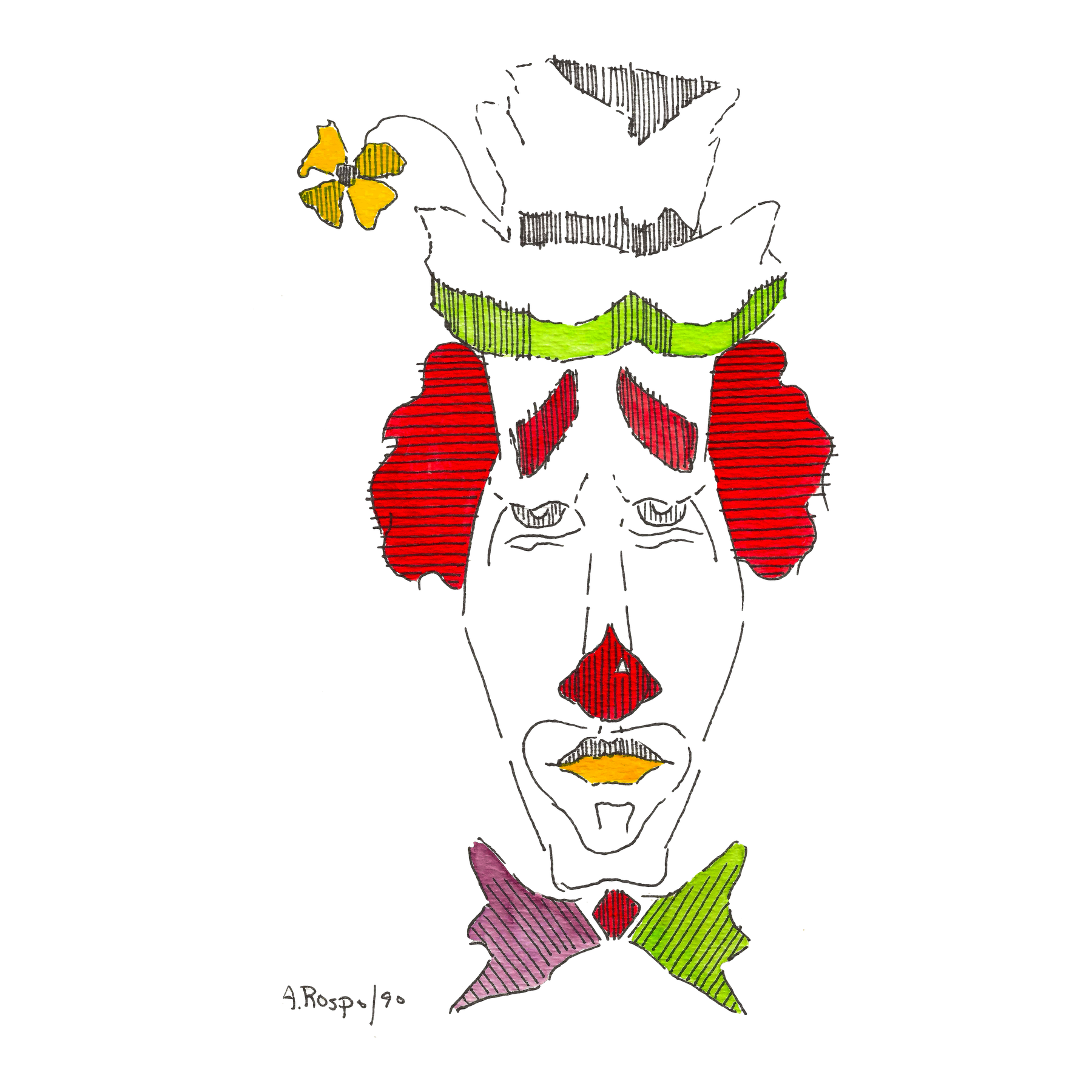 Teary clown drawing by Alan Rospo